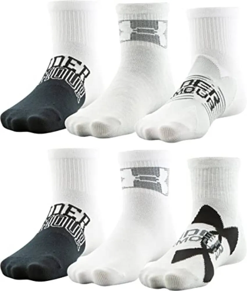 Under Armour Boys' Essential Lite Quarter Socks - 6 Pack