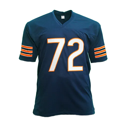 William "Refrigerator" Perry Autographed Inscribed SB XX Pro Style Football Jersey Blue (JSA)