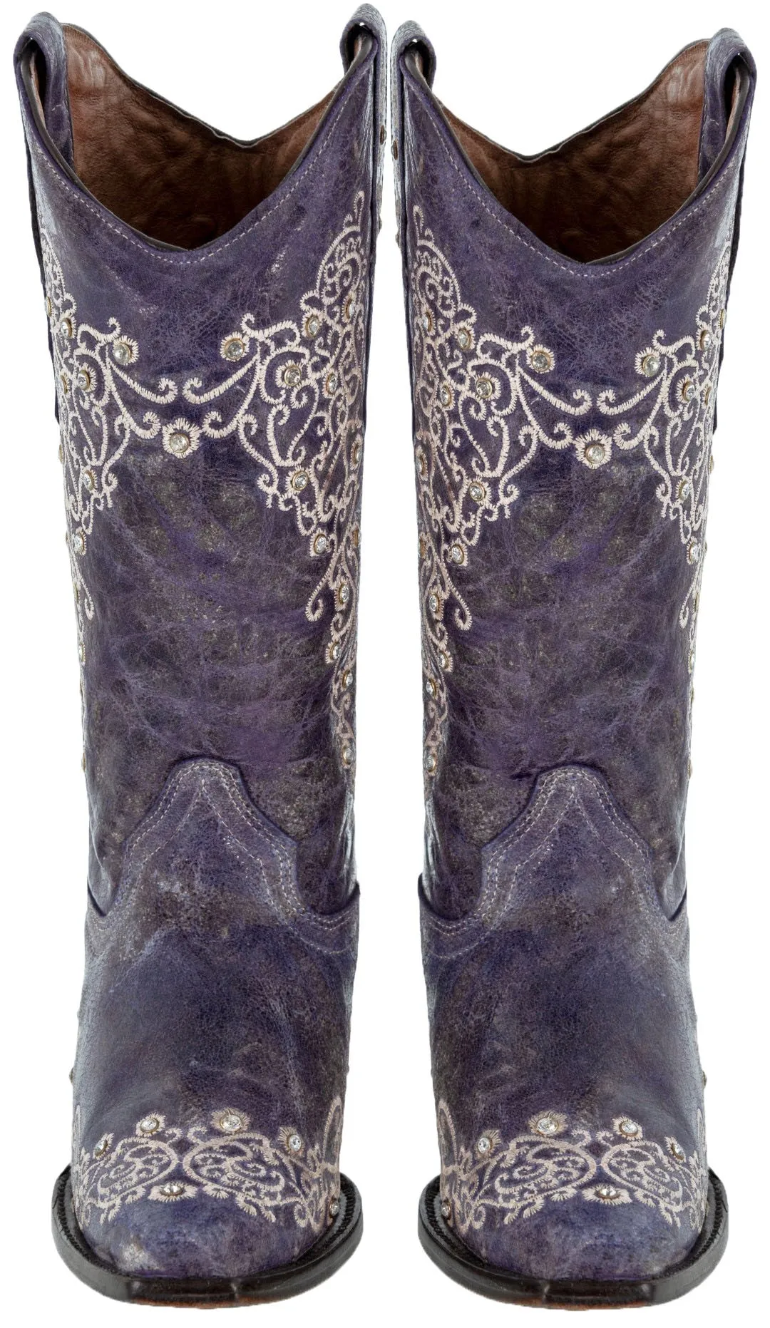 Womens Stella Purple Leather Western Boots - Snip Toe