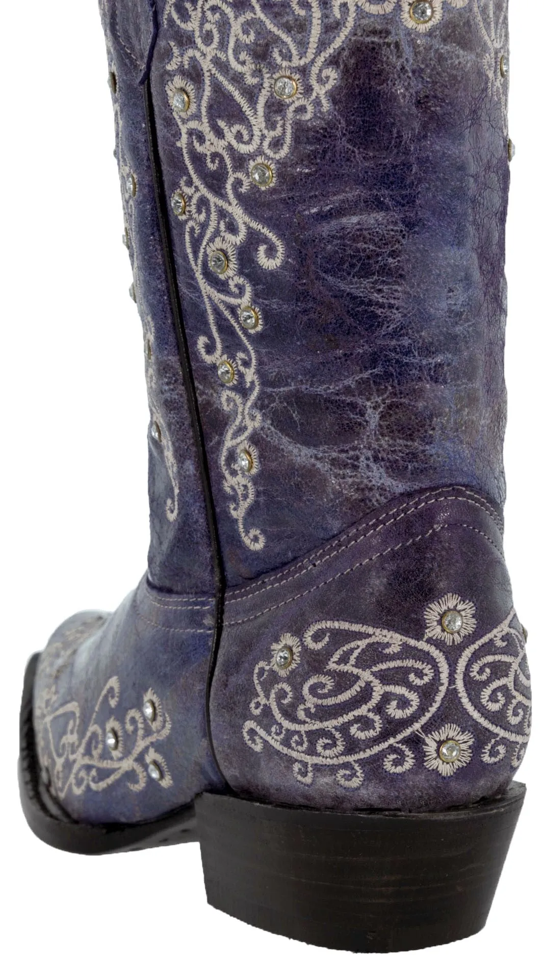 Womens Stella Purple Leather Western Boots - Snip Toe