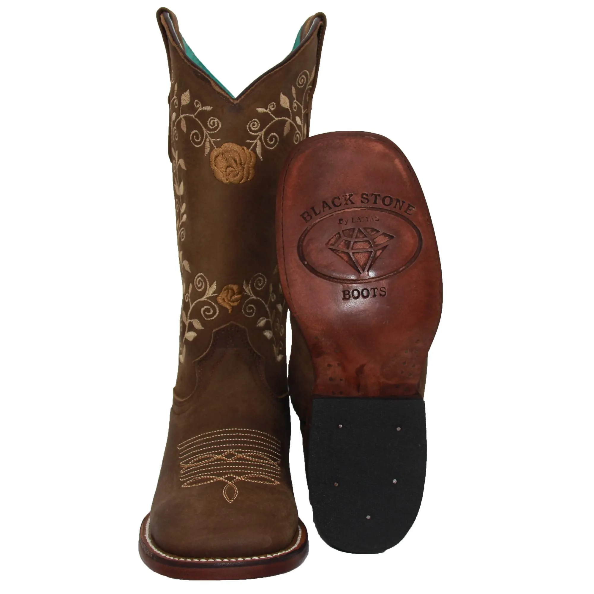 Womens Western Square Toe Leather Boots