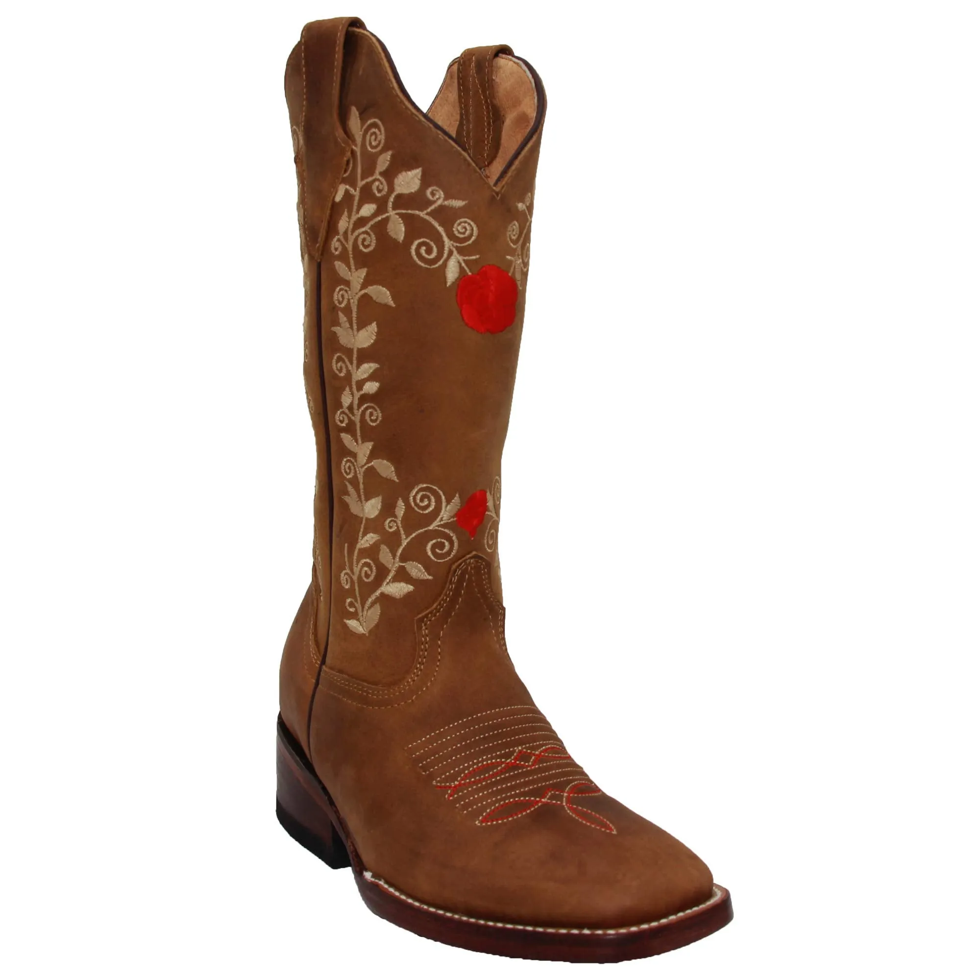 Womens Western Square Toe Leather Boots