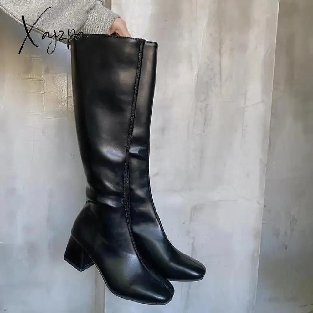 Xajzpa - Boots Flat Platform Boots-women Women's Rubber Shoes Rain Sexy Thigh High Heels High Sexy Luxury Designer Round Toe Booties