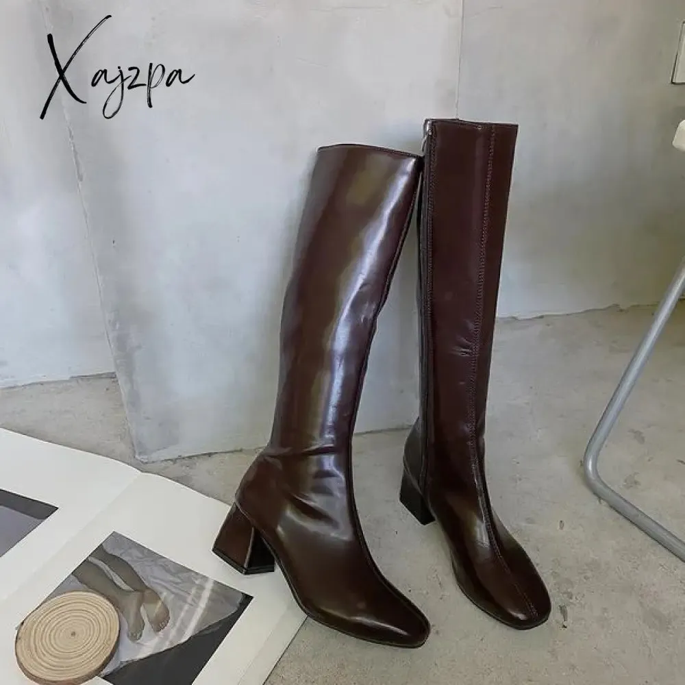 Xajzpa - Boots Flat Platform Boots-women Women's Rubber Shoes Rain Sexy Thigh High Heels High Sexy Luxury Designer Round Toe Booties